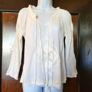 Oh My Gauze! White Cynthia Rowley boho blouse size M